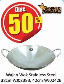 Promo Harga Golden Flying Fish Wajan Wok Stainless Steel 42 Cm, 38 Cm  - Hari Hari