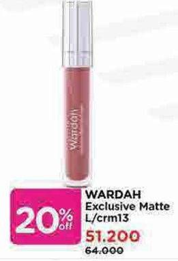 Promo Harga Wardah Exclusive Matte Lip Cream 4 gr - Watsons