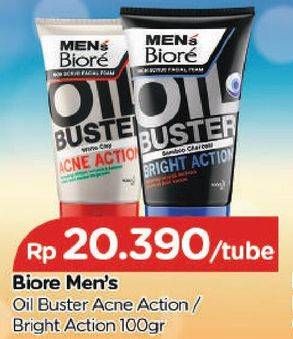 Promo Harga Biore Mens Oil Buster Acne Action / Bright Action  - TIP TOP