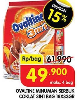 Promo Harga Ovaltine 3 In 1 per 18 sachet 33 gr - Superindo