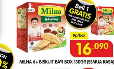 Promo Harga MILNA Biskuit Bayi 6+ All Variants 130 gr - Superindo