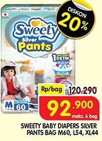 Promo Harga Sweety Silver Pants L54, M60, XL44 44 pcs - Superindo