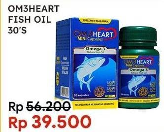 Promo Harga OM3HEART Fish Oil Omega 3 30 pcs - Indomaret