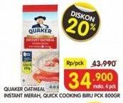 Promo Harga Quaker Oatmeal Instant/Quick Cooking Merah 800 gr - Superindo