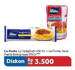 Promo Harga Spaghetti 450g + Saus Pasta Bolognese 315g  - Carrefour