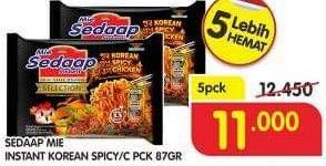 Promo Harga SEDAAP Korean Spicy Chicken per 5 pcs 87 gr - Superindo