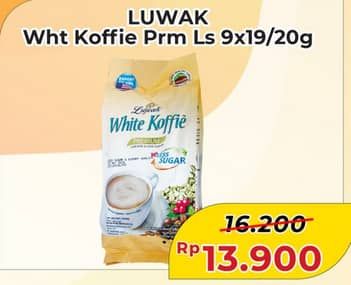 Promo Harga Luwak White Koffie Less Sugar per 10 sachet 20 gr - Alfamart