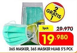 Promo Harga 365 Masker Regular, Hijab per 3 pouch 5 pcs - Superindo