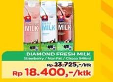 Promo Harga DIAMOND Fresh Milk Strawberry, Non Fat, Chocolate 946 ml - TIP TOP