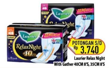 Promo Harga Laurier Relax Night Gathers 40cm, Gathers 35cm 8 pcs - Hypermart