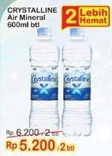 Promo Harga CRYSTALLINE Air Mineral per 2 botol 600 ml - Indomaret