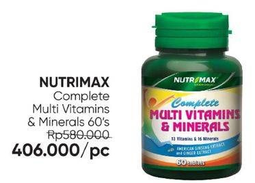 Promo Harga Nutrimax Complete Multivitamins & Minerals 60 pcs - Guardian