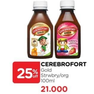 Promo Harga Cerebrofort Gold Suplemen Makanan Strawberry, Jeruk 100 ml - Watsons