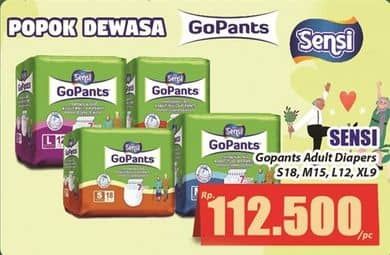 Promo Harga Sensi GoPants Adult Diapers S18, M15, L12, XL9 9 pcs - Hari Hari