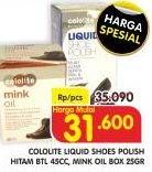 Promo Harga COLOLITE Liquid Shoe Polish Black, Mink 25 gr - Superindo