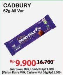 Promo Harga Cadbury Dairy Milk All Variants 62 gr - Alfamart