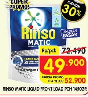 Promo Harga Rinso Detergent Matic Liquid Front Load 1450 ml - Superindo