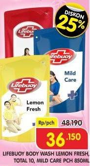 Promo Harga LIFEBUOY Body Wash Lemon Fresh, Total 10, Mild Care 900 ml - Superindo