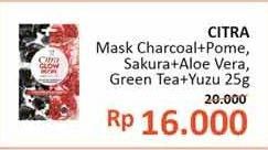 Promo Harga CITRA Glow Recipe Juicy Sheet Mask Activated Charcoal + Pomegranate, Sakura + Aloe Vera, Green Tea + Yuzu Orange 25 gr - Alfamidi