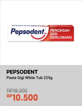 Promo Harga Pepsodent Pasta Gigi Pencegah Gigi Berlubang White 225 gr - Indomaret