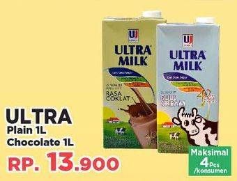 Promo Harga ULTRA MILK Susu UHT Plain, Coklat 1000 ml - Yogya