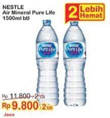 Promo Harga NESTLE Pure Life Air Mineral per 2 botol 1500 ml - Indomaret