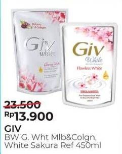 Promo Harga GIV Body Wash Glowing White Mulberry Collagen, White 450 ml - Alfamart