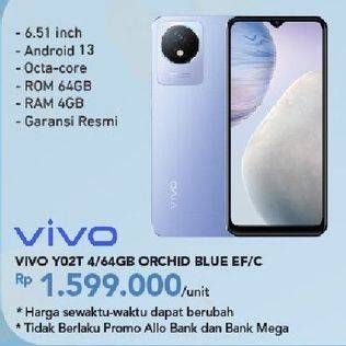 Promo Harga Vivo Y02t Smartphone 4 + 64 GB 1 pcs - Carrefour