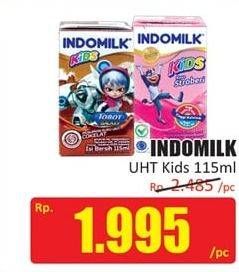Promo Harga INDOMILK Susu UHT Kids Cokelat, Stroberi 115 ml - Hari Hari