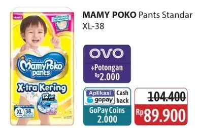 Promo Harga Mamy Poko Pants Xtra Kering XL38 38 pcs - Alfamidi