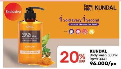 Promo Harga KUNDAL Honey & Macadamia Pure Natural Moisturizing Refreshing Body Wash 500 ml - Guardian