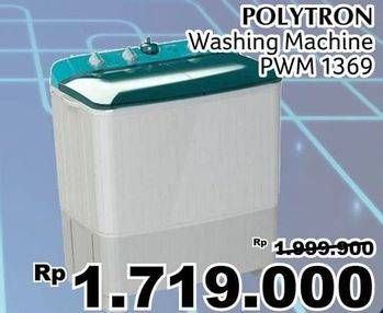 Promo Harga POLYTRON PWM 1369 | Washing Machine 2 Tabung 10kg  - Giant