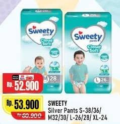 Promo Harga Sweety Silver Pants S38, S36, M32, M30, L26, L28, XL24 24 pcs - Alfamart
