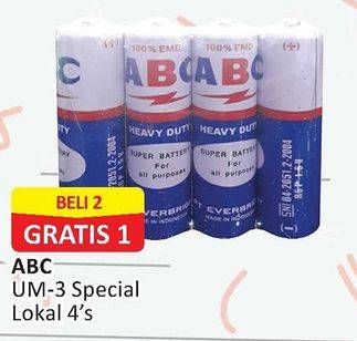Promo Harga ABC Battery UM-3 4 pcs - Alfamart