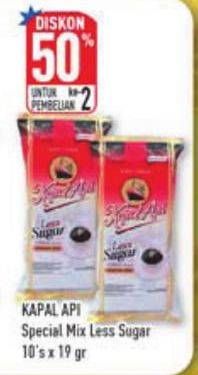 Promo Harga Kapal Api Kopi Bubuk Special Mix Less Sugar per 10 sachet 19 gr - Hypermart