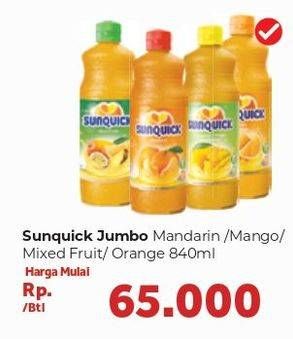 Promo Harga SUNQUICK Minuman Sari Buah Mandarin, Mango, Mixed Fruits, Orange 840 ml - Carrefour