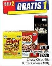 Promo Harga SAJU Sagu Keju 40 g/LEZZO Choco Chips 40 g, Butter Cookies 100 g  - Hari Hari