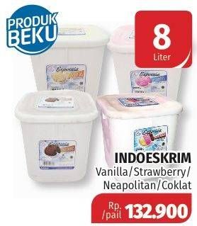 Promo Harga INDOESKRIM Bulk Ice Cream Vanilla, Strawberry, Neapolitan, Chocolate 8000 ml - Lotte Grosir