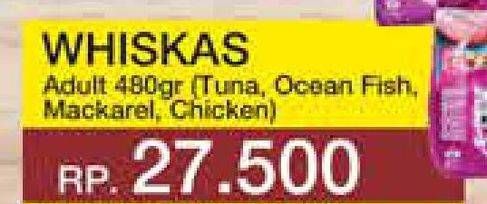Promo Harga WHISKAS Dry Food Adult Tuna, Adult Ocean Fish, Adult Mackerel, Adult Chicken 480 gr - Yogya