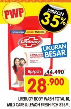 Promo Harga Lifebuoy Body Wash Total 10, Mild Care, Lemon Fresh 850 ml - Superindo