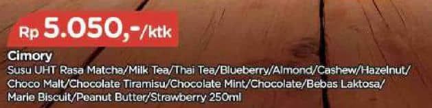 Promo Harga Cimory Susu UHT Matcha, Blueberry, Almond, Cashew, Hazelnut, Choco Malt, Chocolate Tiramisu, Chocolate Mint, Chocolate, Bebas Laktosa, Marie Biscuits, Peanut Butter, Strawberry 250 ml - TIP TOP
