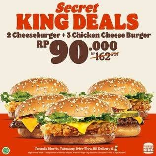 Promo Harga BURGER KING 2 Cheeseburger + 3 Chicken Cheese Burger  - Burger King