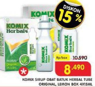 Promo Harga KOMIX Herbal Obat Batuk Original per 4 sachet 15 ml - Superindo