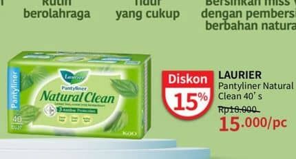 Laurier Pantyliner Natural Clean 40 pcs Diskon 16%, Harga Promo Rp15.000, Harga Normal Rp18.000