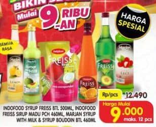 Promo Harga Freiss Syrup Squash/Freiss Syrup/Marjan Syrup with Milk/Marjan Syrup Boudoin   - Superindo