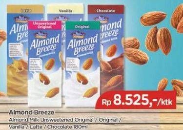 Promo Harga BLUE DIAMOND Almond Breeze Milk Original, Milk Vanilla, Milk Latte, Milk Chocolate 180 ml - TIP TOP