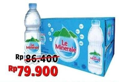 Promo Harga LE MINERALE Air Mineral per 24 botol 600 ml - Alfamart