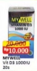 Promo Harga My Well Vitamin D3 1000 IU 20 pcs - Alfamart