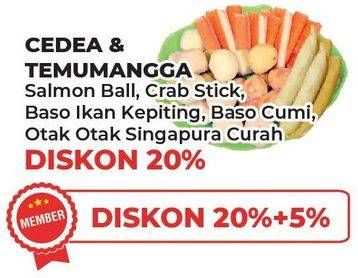 Promo Harga CEDEA/TEMUMANGGA Salmon Ball/Crab Stick/Bakso Ikan Kepiting/Bakso Cumi/Otak Otak Singapura Curah  - Yogya