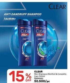 Promo Harga CLEAR Men Shampoo Anti Dandruff Complete Care, Anti Dandruff Cool Sport Menthol 320 ml - Guardian